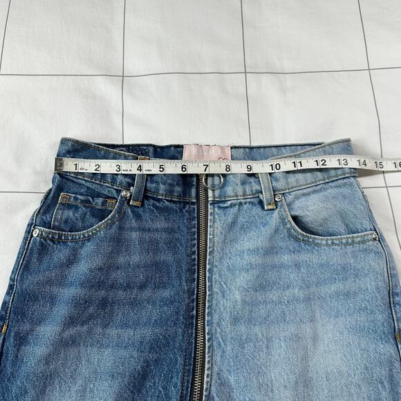 REVICE Jeans Womens 27 Blue Ying Yang Zipper Two Tone Crop Denim High Rise USA - Picture 7 of 12